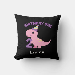 Pink Dinosaur Birthday Outfit – Age 2 Girl Cushion