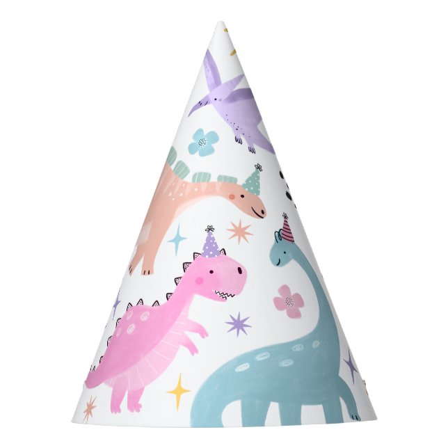 Pink Dinosaur Birthday Party  Hat (Front)