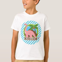 Pink Dinosaur; Blue & White Stripes