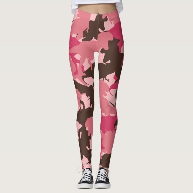 Pink Dinosaur Camouflage Leggings (Front)