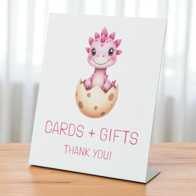 Pink Dinosaur Cards and Gifts Baby Shower Sign (Creator Uploaded)