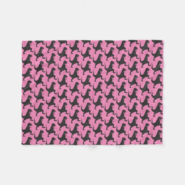 Pink Dinosaur Christmas Fleece Blanket (Front (Horizontal))