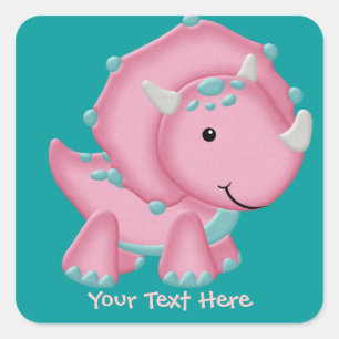 Pink Dinosaur (customisable) Square Sticker