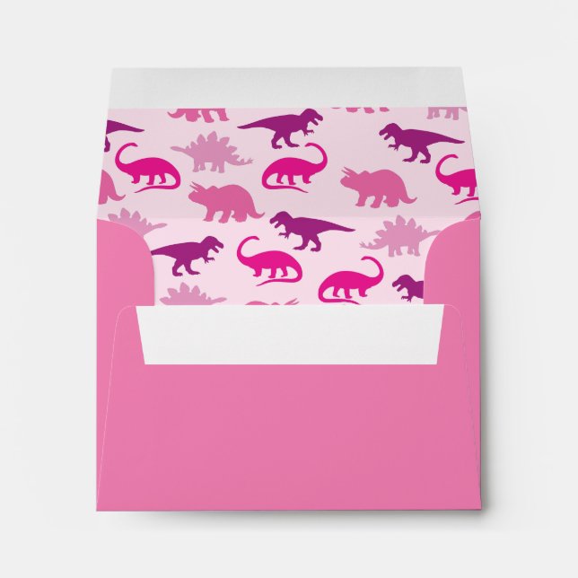 Pink Dinosaur Cute Kid's Dino Envelope (Back (Bottom))