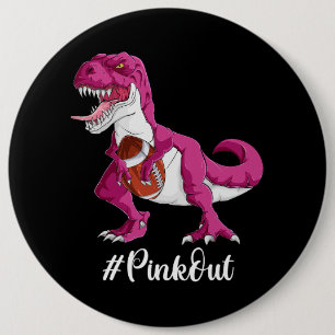 Pink Dinosaur Football Shirt Boys Breast Cancer Pi 6 Cm Round Badge