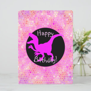 Pink Dinosaur Hide Happy Birthday! Card