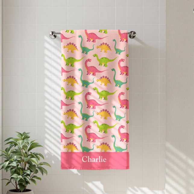 Pink Dinosaur Kids Bath Towel (Creator Uploaded)