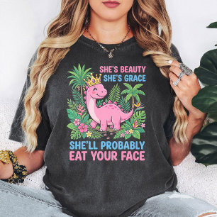 Pink Dinosaur Princess Sarcastic Funny Quote T-Shirt