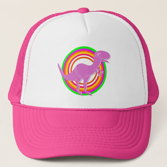 Pink Dinosaur T-Rex Trucker Hat (Front)