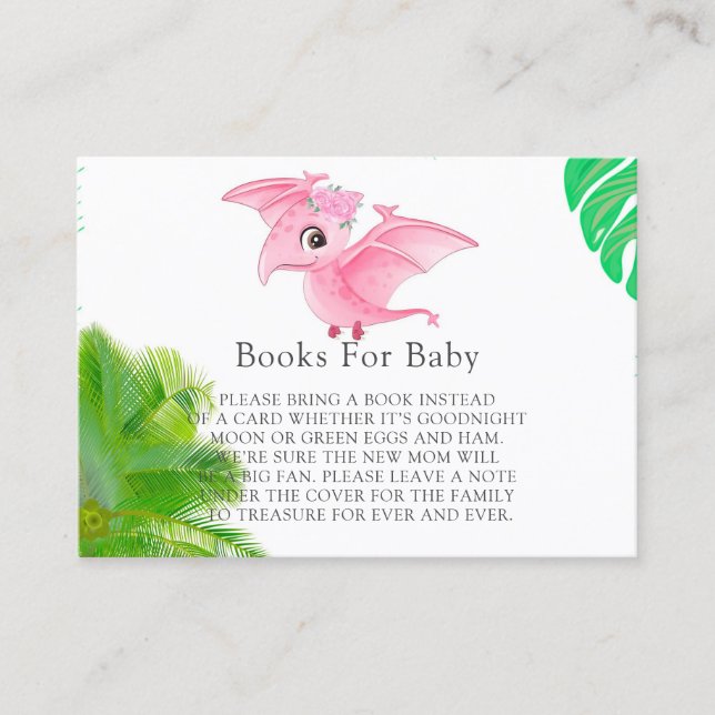 Pink Dinosaur Tropical Leaves Girl Books For Baby  Business Card (Front)