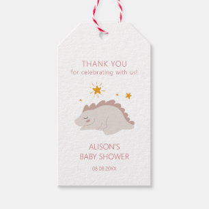 Pink Dinosaur Twinkle Stars Baby Girl Gift Tags