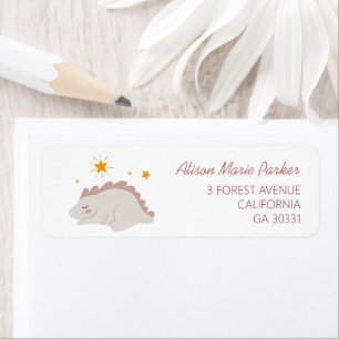 Pink Dinosaur Twinkle Stars Baby Return Address  Label