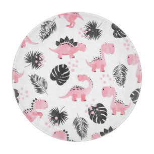 Pink Dinosaurs: Cute Kids Pattern. Cutting Board