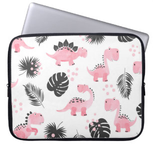 Pink Dinosaurs: Cute Kids Pattern. Laptop Sleeve