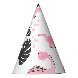 Pink Dinosaurs: Cute Kids Pattern. Party Hat