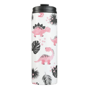 Pink Dinosaurs: Cute Kids Pattern. Thermal Tumbler