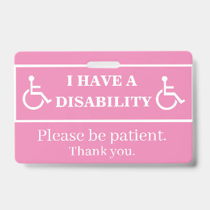 Pink Disability Badge  ID Badge