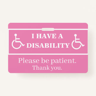 Pink Disability Badge  ID Badge