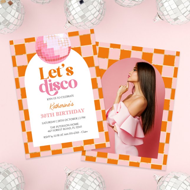 Pink Disco Ball 30th Birthday Invitation (Creator Uploaded)