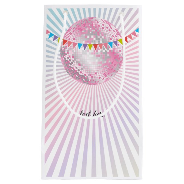 pink disco ball, birthday party Gift Bag (Front)