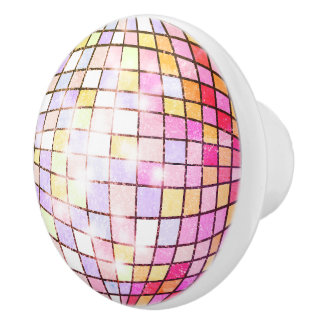 Pink Disco Ball  Ceramic Knob