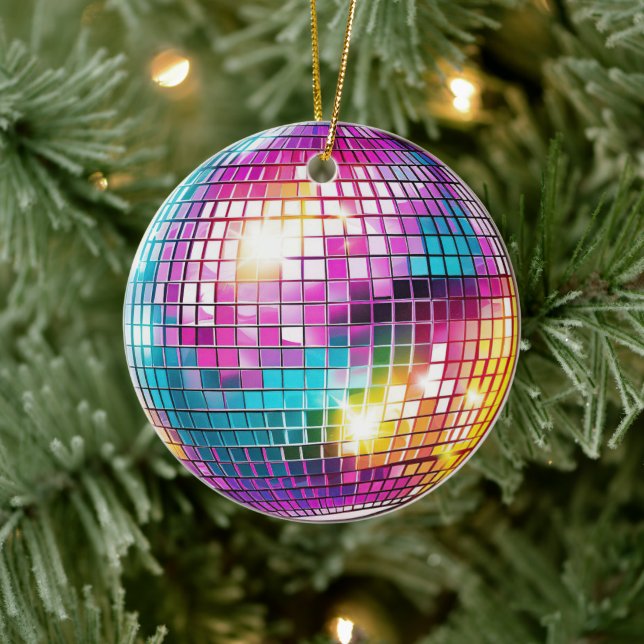 Pink Disco Ball Ceramic Ornament (Tree)