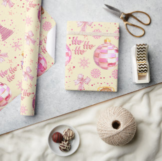 Pink Disco Ball Christmas Wrapping Paper