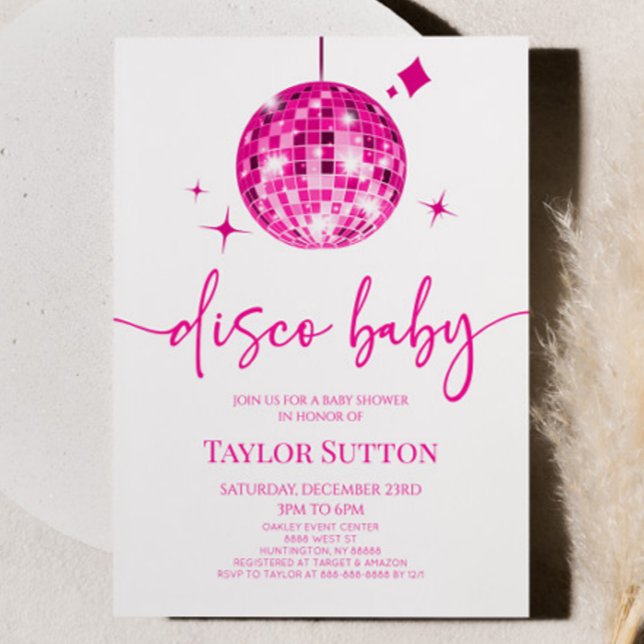 Pink Disco Ball Disco Baby Shower Invitation (Creator Uploaded)