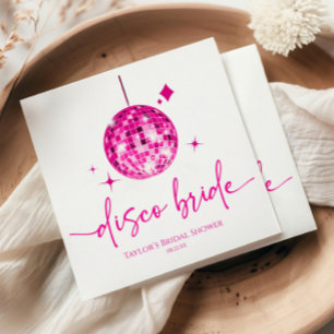 Pink Disco Ball Disco Bride Bridal Shower Napkin
