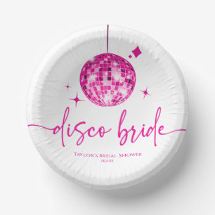 Pink Disco Ball Disco Bride Bridal Shower Paper Plate