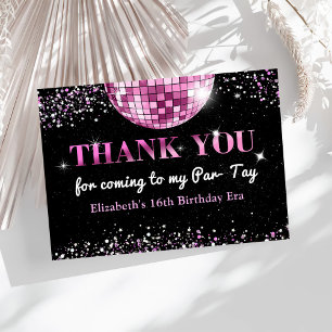 Pink Disco Ball Eras Birthday Thank You Card