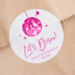 Pink Disco Ball Let's Disco Birthday Party Classic Round Sticker<br><div class="desc">These are Pink Disco Ball Let's Disco Birthday Party Favour Stickers!</div>