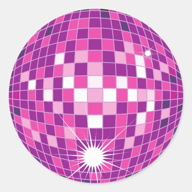 Pink Disco Ball Pattern Classic Round Sticker (Front)