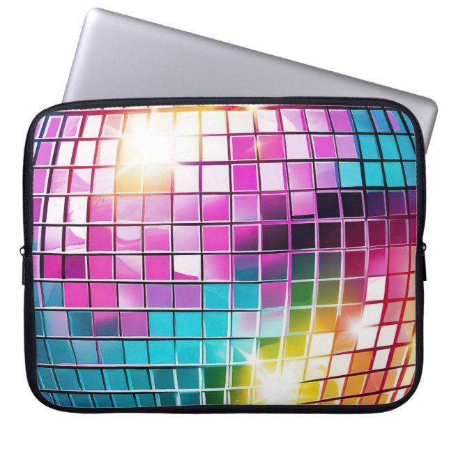 Pink Disco Ball Pattern Laptop Sleeve (Front)