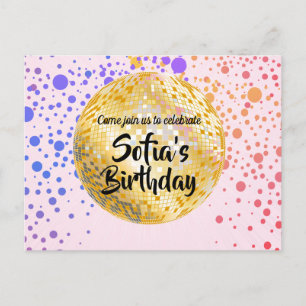 pink disco ball Postcard invitation