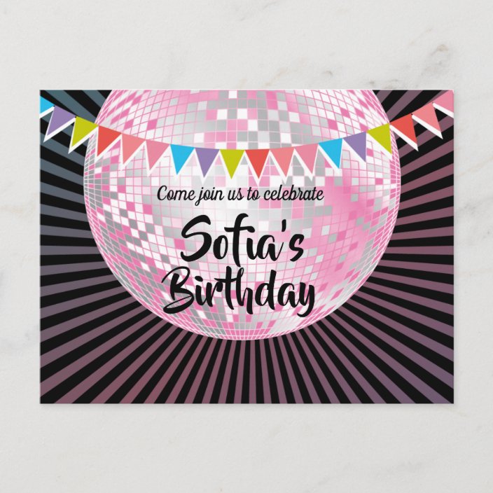 pink disco ball Postcard invitation | Zazzle.com.au