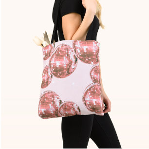 Pink Disco Ball, Retro Glamour Aesthetic Tote Bag