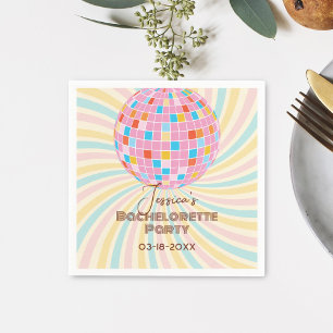 Pink Disco Ball Retro Groovy Bachelorette Party Napkin