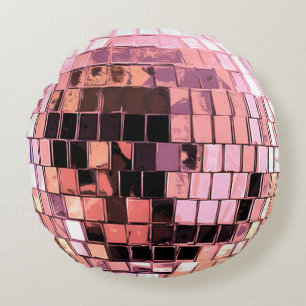 Pink Disco Ball Round Cushion