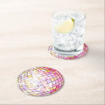 Pink Disco Ball Round Paper Coaster<br><div class="desc">A set of round coasters featuring a pink toned disco ball! Perfect for a 1970s theme party or disco bachelorette.</div>