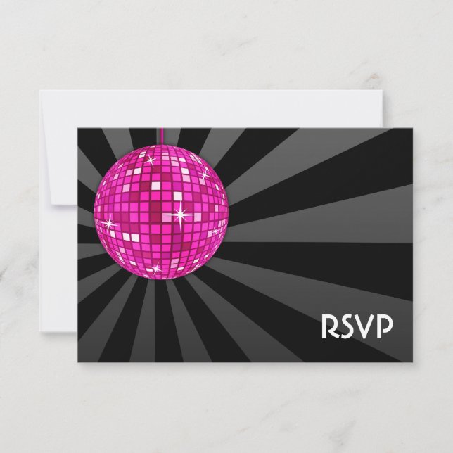Pink Disco Ball RSVP (Front)
