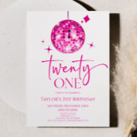 Pink Disco Ball Twenty One 21st Birthday Party