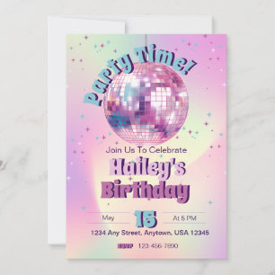 Pink Disco Birthday Party Invite