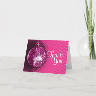 Pink Disco Birthday Party Thank You Card