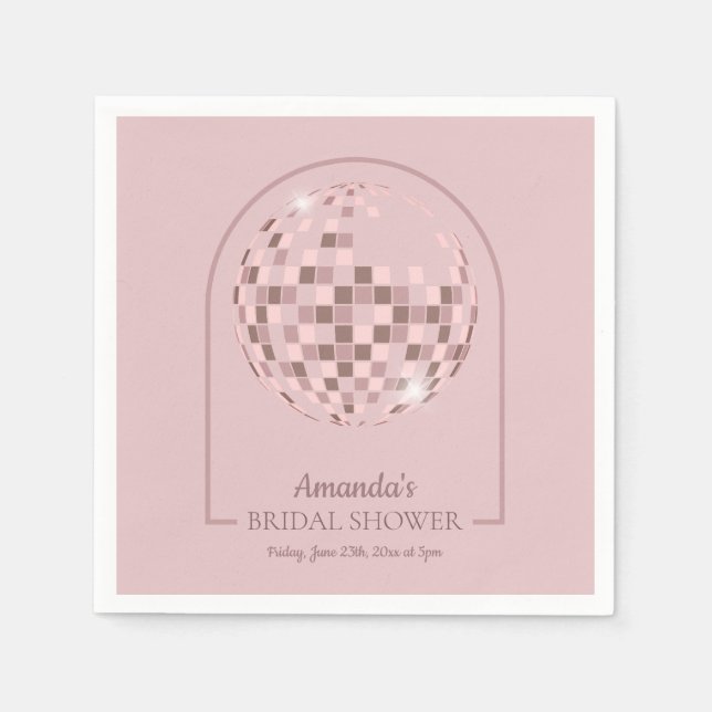 Pink Disco Boogie Bridal Shower Napkin (Front)