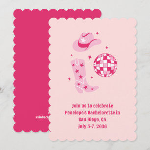 Pink Disco Cowgirl Bachelorette Party Invite