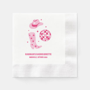 Pink Disco Cowgirl Bachelorette Party Paper Napkin