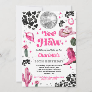 Pink Disco Cowgirl Birthday Invitation