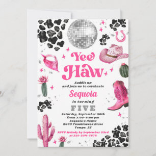 Pink Disco Cowgirl Birthday Invitation