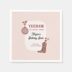 Pink Disco Cowgirl Birthday Napkins